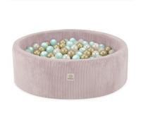 Piscine à Balles pour Bébé Enfants pour la Chambre MISIOO Ronde Velours Côtelé Rose 90x30 cm 300 Balles: Menthe/Doré/Blanc Perle