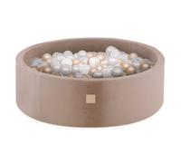 Piscine à Balles pour Bébé Enfants pour la Chambre MISIOO Ronde Velours Doré 90x30 cm 200 Balles: Doré/Blanc Perle/Transparent