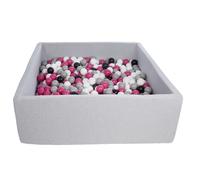 Velinda Piscine a balles pour Enfant, Dimensions:120x120 cm, Aire de Jeu + 600 balles (Couleurs des balles: Noir, Blanc, Rose,Gris)