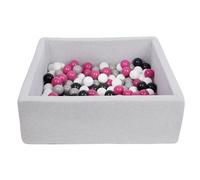 Piscine À Balles Pour Enfant, 90x90 Cm, Aire De Jeu + 150 Balles Noir, Blanc, Rose,Gris