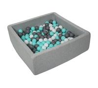 Piscine à balles pour enfant, 90x90 cm, Aire de jeu + 200 balles blanc,gris,turquoise