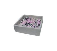 Piscine À Balles Pour Enfant, 90x90 Cm, Aire De Jeu + 200 Balles Perle, Rose Clair, Argent