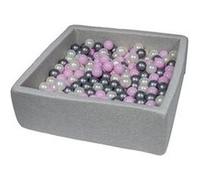 Piscine à balles pour enfant, 90x90 cm, aire de jeu + 200 balles perle, rose clair, argent Rose G