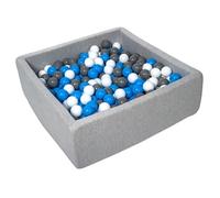 Piscine à balles pour enfant, 90x90 cm, Aire de jeu + 450 balles blanc, bleu, gris