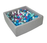 My Velinda Piscine à balles pour enfant 90x90 cm – 450 balles (Blanc, Bleu, Rose, Gris, Turquoise)