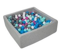 My Velinda Piscine à balles pour enfant 90x90 cm – 450 balles (Blanc, Bleu, Rose, Gris, Turquoise)