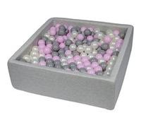 Piscine À Balles Pour Enfant, 90x90 Cm, Aire De Jeu + 450 Balles Perle, Rose Clair, Gris