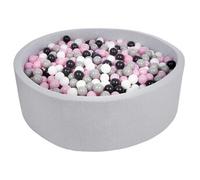 Piscine à balles pour enfant, diamètre env.125 cm + 1200 balles noir,blanc,rose clair,gris