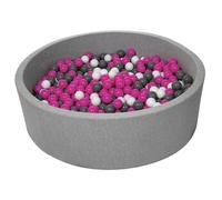 Piscine à balles pour enfant, diamètre env.125 cm + 900 balles blanc, rose, gris
