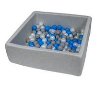 My Velinda – Piscine à balles pour enfant 90x90 cm – Aire de jeu +150 balles (Perle, Bleu, Gris)