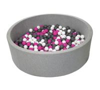 Piscine À Balles Pour Enfant, Env.125 Cm, Aire De Jeu + 600 Balles Blanc, Rose, Gris