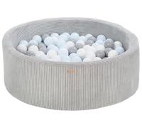 Piscine à balles ronde en velours côtelé avec 200 balles 90 cm (Couleur de la piscine/de balles: gris/blanc, gris, bleu (pastel))