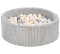 Piscine à balles ronde en velours côtelé avec 200 balles 90 cm (Couleur de la piscine/de balles: gris/blanc, gris, cappuccino)