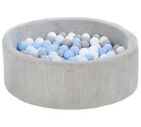 Piscine à balles ronde en velours côtelé avec 200 balles 90 cm (Couleur de la piscine/de balles: gris/blanc, gris, bleu clair, bleu (pastel))