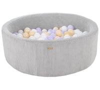 Piscine à balles ronde en velours côtelé avec 200 balles 90 cm (Couleur de la piscine/de balles: gris/blanc, violet, cappuccino)