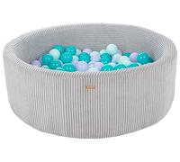 Piscine à balles ronde en velours côtelé avec 200 balles 90 cm (Couleur de la piscine/de balles: gris/violet, turquoise, Menthe)