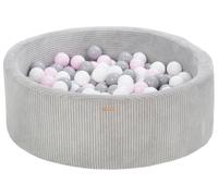 Piscine à balles ronde en velours côtelé avec 200 balles 90 cm (Couleur de la piscine/de balles: gris/blanc, gris, rose (pastel))