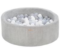 Piscine à balles ronde en velours côtelé avec 200 balles 90 cm (Couleur de la piscine/de balles: gris/blanc, transparent, gris)
