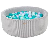 Piscine à balles ronde en velours côtelé avec 300 balles 90 cm (Couleur de la piscine/de balles: gris/violet, turquoise, Menthe)