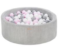 Piscine à balles ronde en velours côtelé avec 300 balles 90 cm (Couleur de la piscine/de balles: gris/blanc, gris, rose (pastel))
