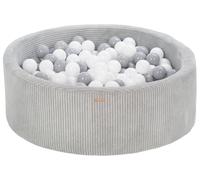 Piscine à balles ronde en velours côtelé avec 300 balles 90 cm (Couleur de la piscine/de balles: gris/blanc,gris)