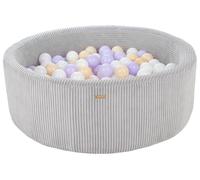 Piscine à balles ronde en velours côtelé avec 300 balles 90 cm (Couleur de la piscine/de balles: gris/blanc, violet, cappuccino)