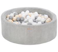 Piscine à balles ronde en velours côtelé avec 300 balles 90 cm (Couleur de la piscine/de balles: gris/blanc, gris, cappuccino)