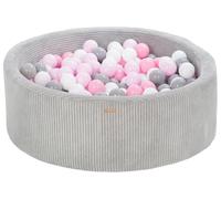 Piscine à balles ronde en velours côtelé avec 300 balles 90 cm (Couleur de la piscine/de balles: gris/blanc, gris, rose clair, rose (pastel))