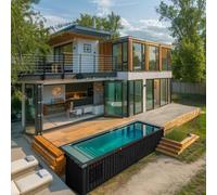 Piscine à conteneurs moderne et peu encombrante - Piscine préfabriquée en fibre de verre pour petites cours, maisons urbaines et locations de vacances
