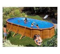 Piscine acier aspect bois Mauritius ovale 5,27 x 3,27 x 1,32 m - Gré