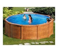 Piscine ronde acier Gre Mauritius imitation bois - Ø 3,50 x 1,32 m