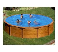 Piscine ronde acier Gre Mauritius imitation bois - Ø 5,50 x 1,32 m