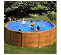 Piscine acier aspect bois Sicilia ronde 3,20 x 1,22 m - Gré Couleur Unique G