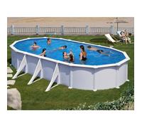 Piscine acier blanc Atlantis ovale 8,10 x 4,70 x 1,32 m - Gré - Filtre à sable - Hors-sol