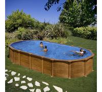 Piscine acier Gré aspect bois Amazonia ovale - 7,30 x 3,75 x h1,32m