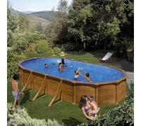 Piscine acier Gré aspect bois Mauritius ovale - 6,10 x 3,75 x h1,32m