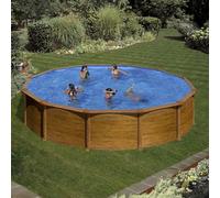 Piscine acier Gré aspect bois Mauritius ronde - 5,50 x h1,32m