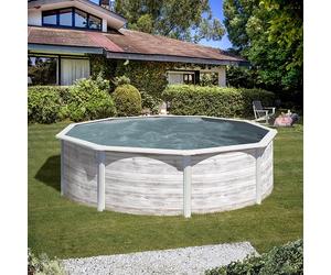 Piscine acier Gre aspect bois nordique Finlande ronde - 3,50 x h1,20m