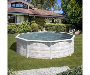 Piscine acier Gre aspect bois nordique Finlande ronde - 4,60 x h1,20m
