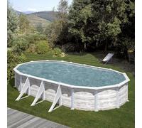 Piscine acier Gre aspect bois nordique Groenland ovale - 6,10 x 3,75 x h1,32m