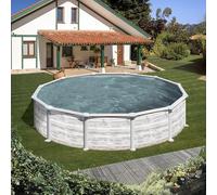Piscine acier Gre aspect bois nordique Groenland ronde - 3,50 x h1,32m