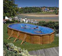 Piscine acier Gré aspect bois Pacific ovale - 6,10 x 3,75 x h1,20m