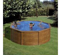 Piscine acier Gré aspect bois Pacific ronde - 2,40 x h1,20m