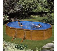 Piscine acier Gré aspect bois Sicilia ovale - 5,00 x 3,00 x h1,20m