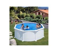GRE - Kit Piscine hors sol acier ronde blanche Ø370 x 132 cm (Livrée avec filtre à sable et échelle)