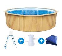 Piscine acier ronde aspect bois "Punta cana" - Ø 3.6 x 1.20 m
