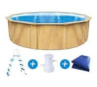 Piscine acier ronde aspect bois "Punta cana" - Ø 4.60 x 1.20 m