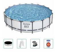 Piscine autoportante Steel Pro MAX 549x122 cm - Bestway - Gris - 23 062 L - Filtre à cartouche