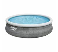 BESTWAY Fast Set Piscine hors sol motif rotin gris, 457 x 107 cm, avec pompe 57372