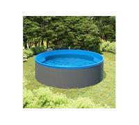 Piscine avec Ecumoire Suspendue et Pompe 350x90 cm Gris Hors Sol Jardin vidaXL